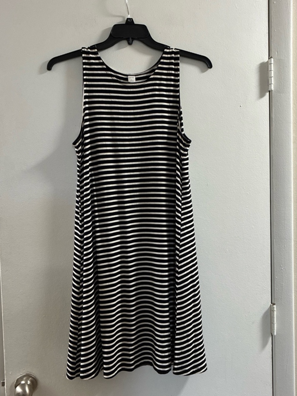 Old Navy Black and White Striped Sleeveless Mini Dress
